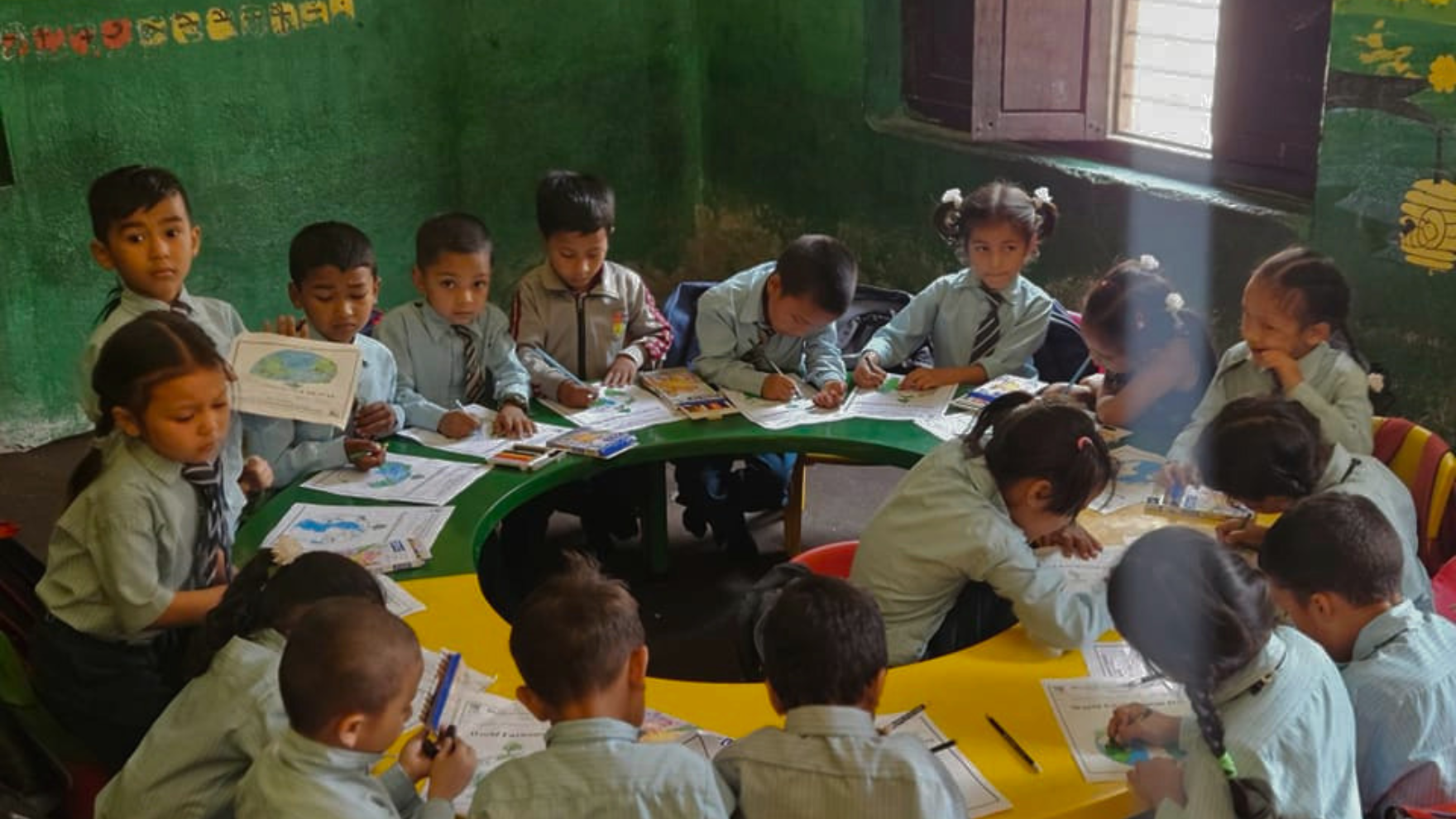 Kindergarten students at Riverhead English Secondary Boarding School