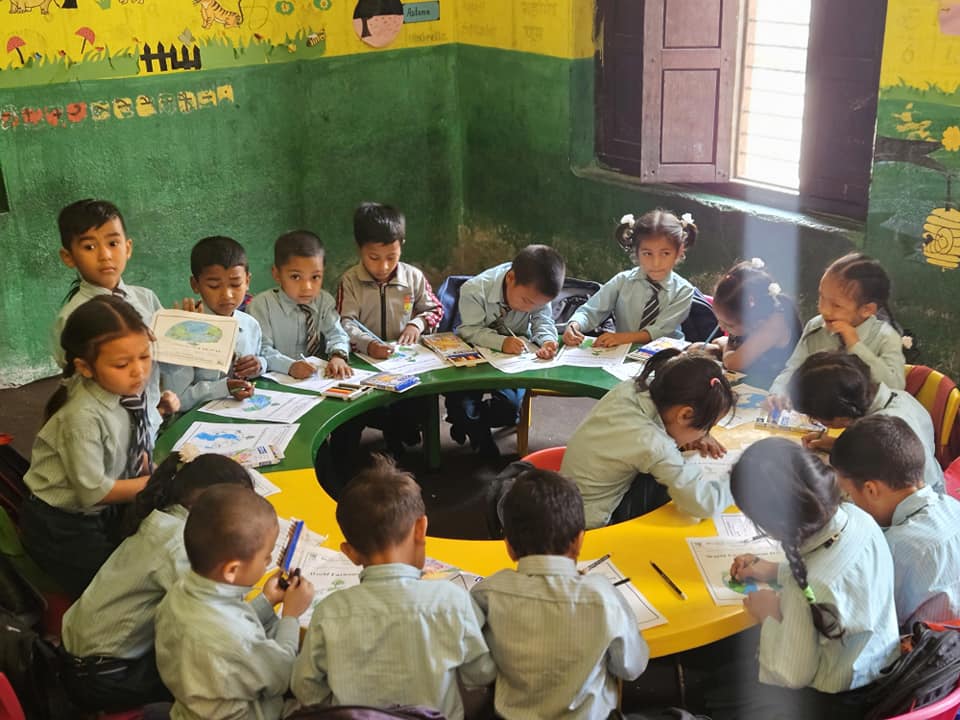 Students participating in drawing practice